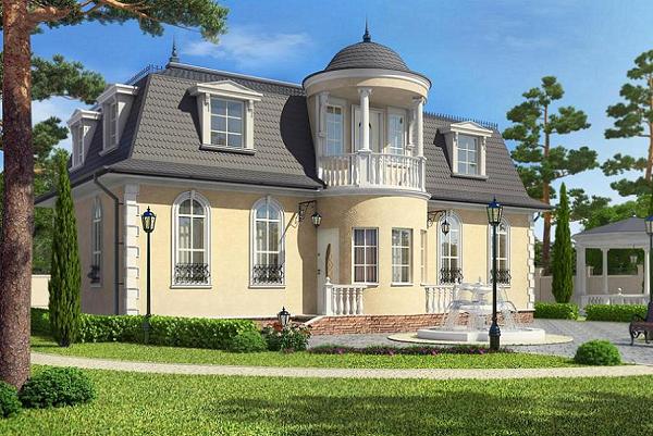 Proiect de casa cu mansarda in stilul arhitecturii clasice. O locuinta eleganta pentru o familie cu copii
