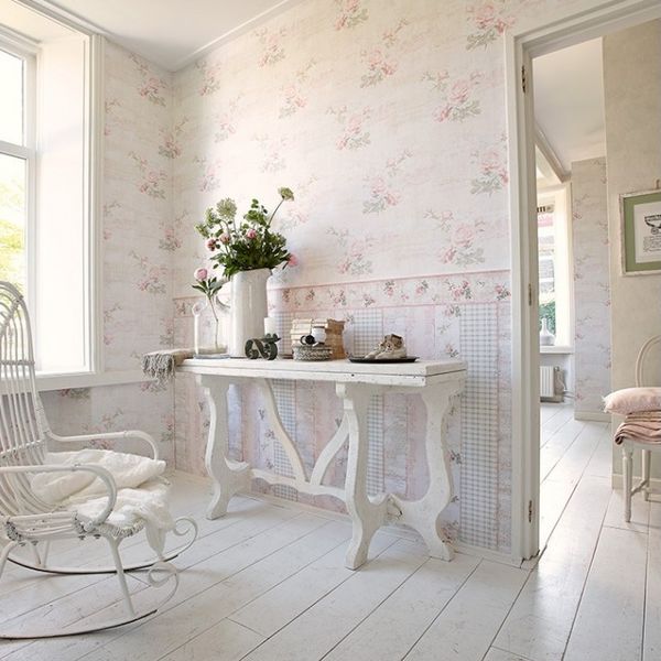 TAPET FLORAL SHABBY CHIC